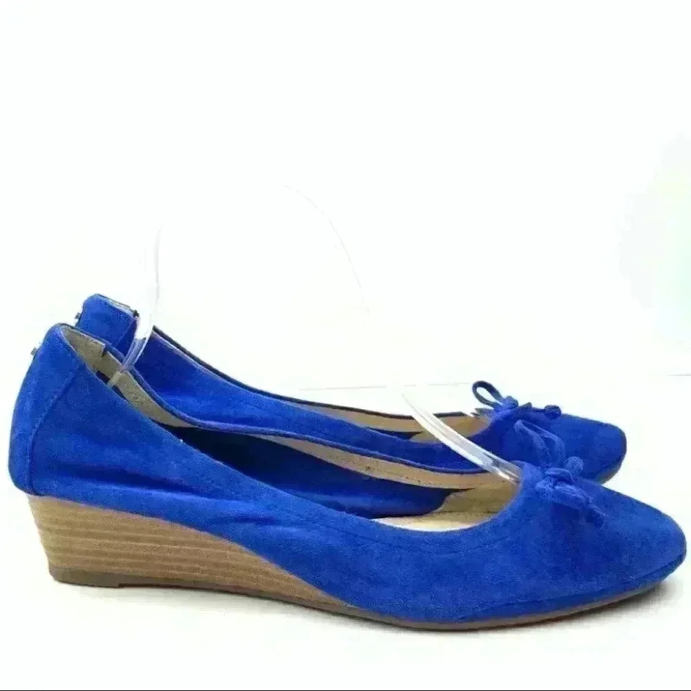 New Hush Puppies heels 9.5 41.5 blue suede wedges